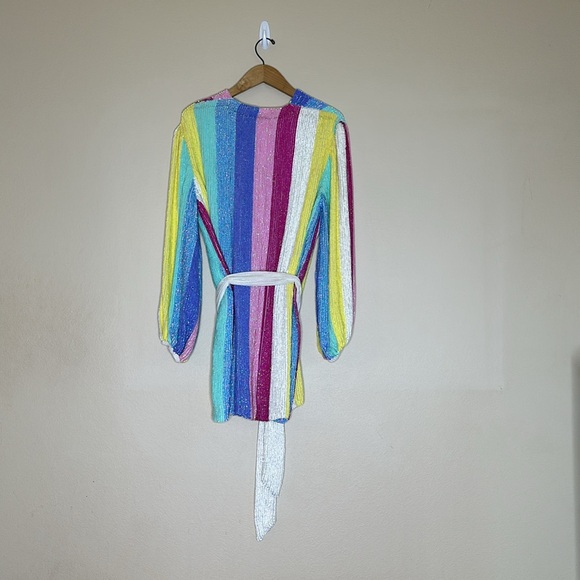 Retrofete Gabrielle Sequin Rainbow Dress Velvet Chiffon Womens Size Small - Picture 5 of 14